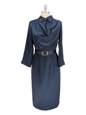30364 NEW Stylewe Satin Sheath Dress Navy Blue size Medium cocktail Business